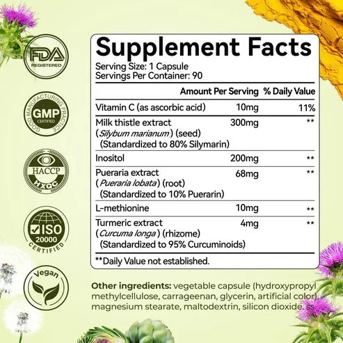 Milk thistle detox capsules - Liver support and cleansing
