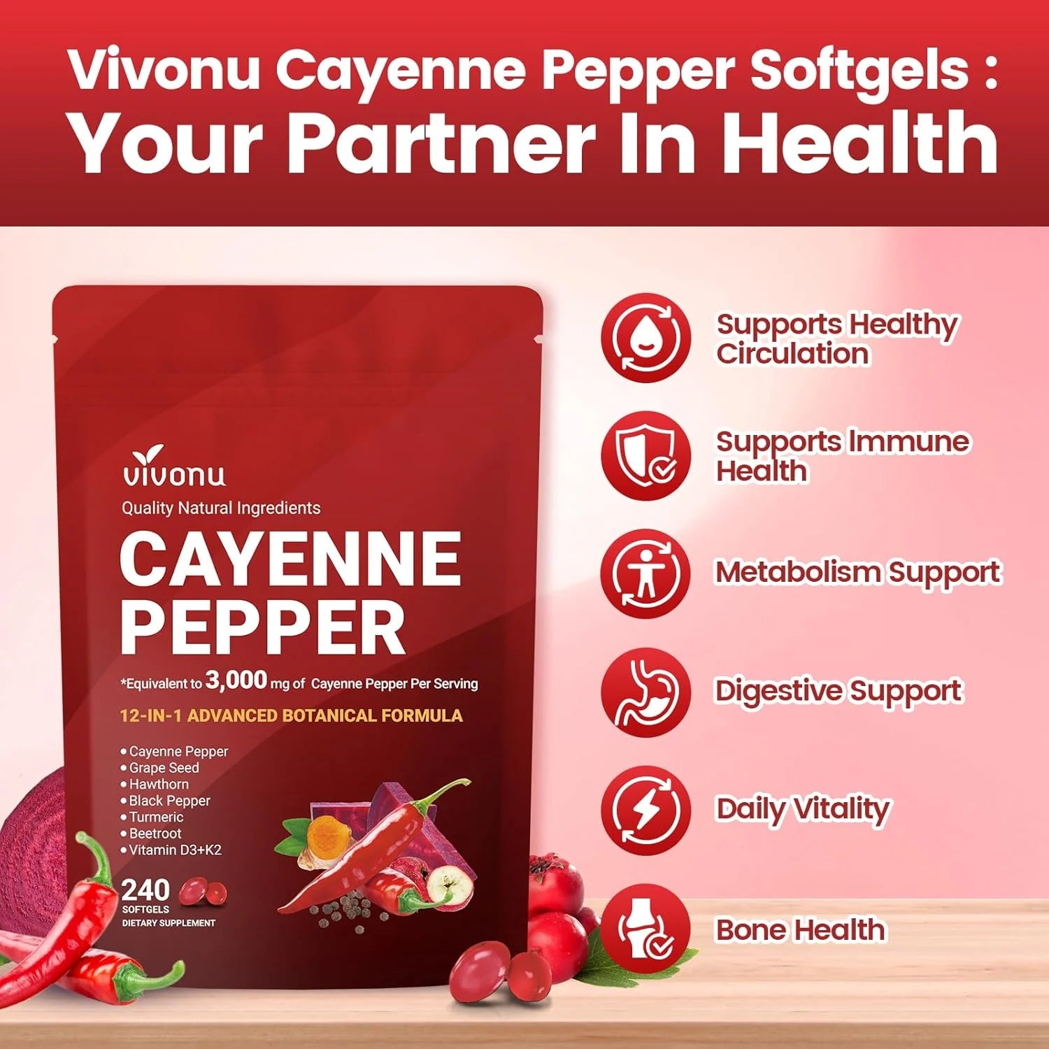 Cayenne Pepper - Dietary Supplement in Soft Capsules