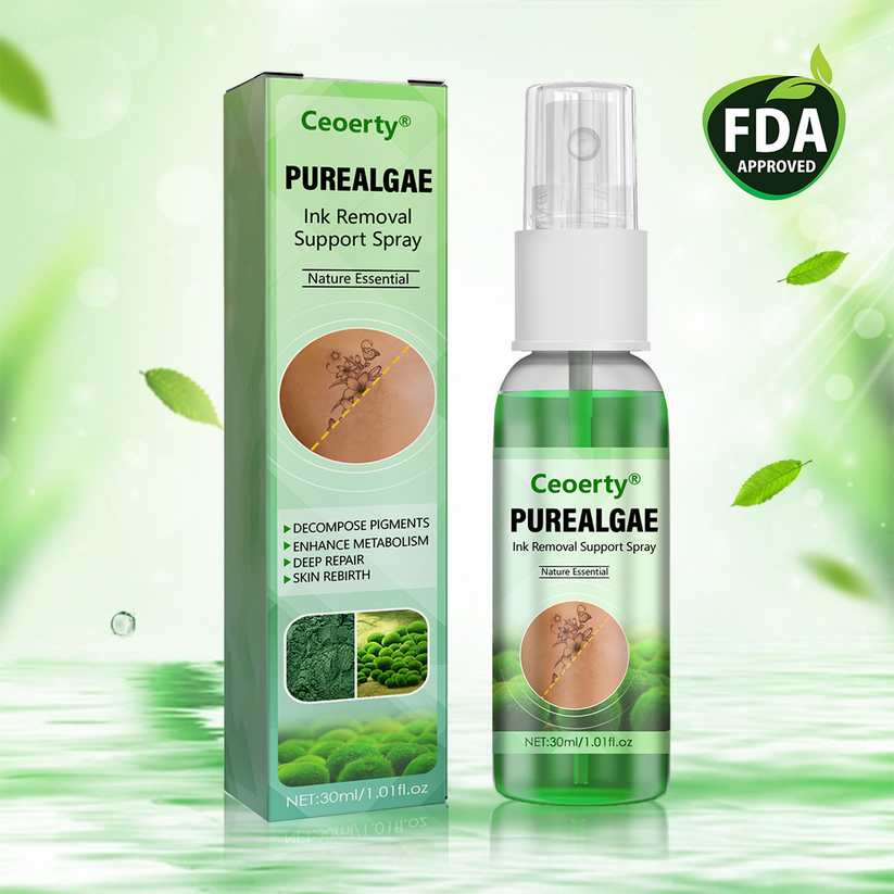 Ceoerty PureAlgae InkRemoval Support SprayB -Say Goodbye to oldTattoo PigmentM,FadeStubborn Ink $, Repair &Smooth Treated Skin-Non-Laser, Try It Now!