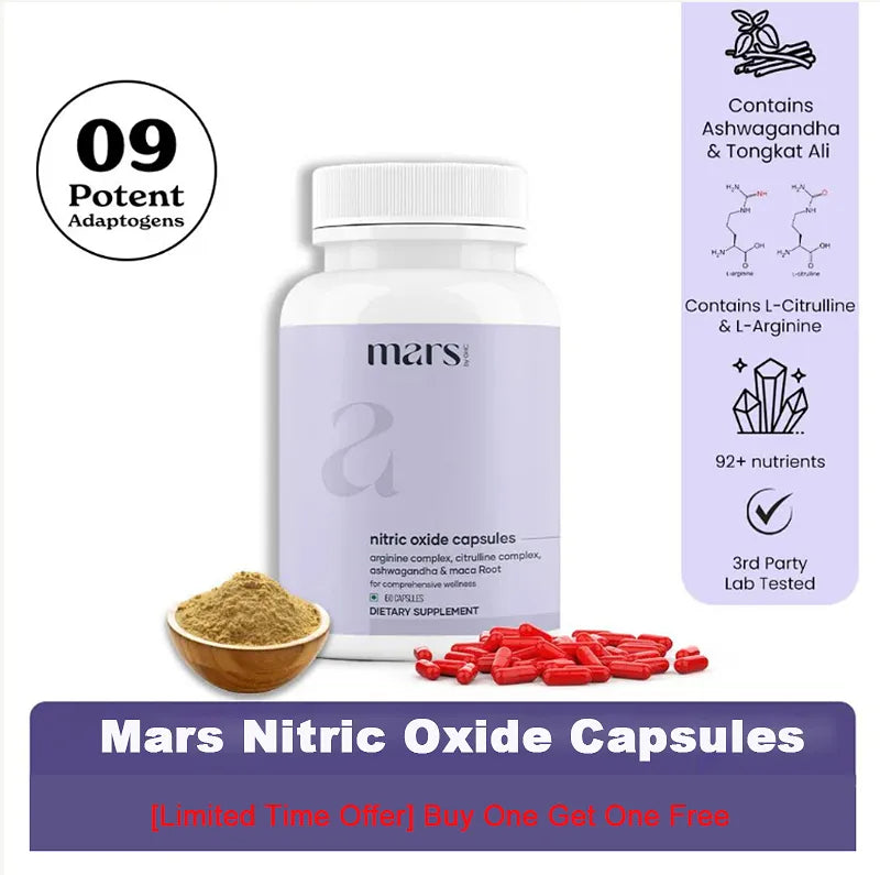 Mars Nitric Oxide Capsules with L-Arginine, L-Citrulline & Adaptogens – Circulation, Endurance & Recovery Support
